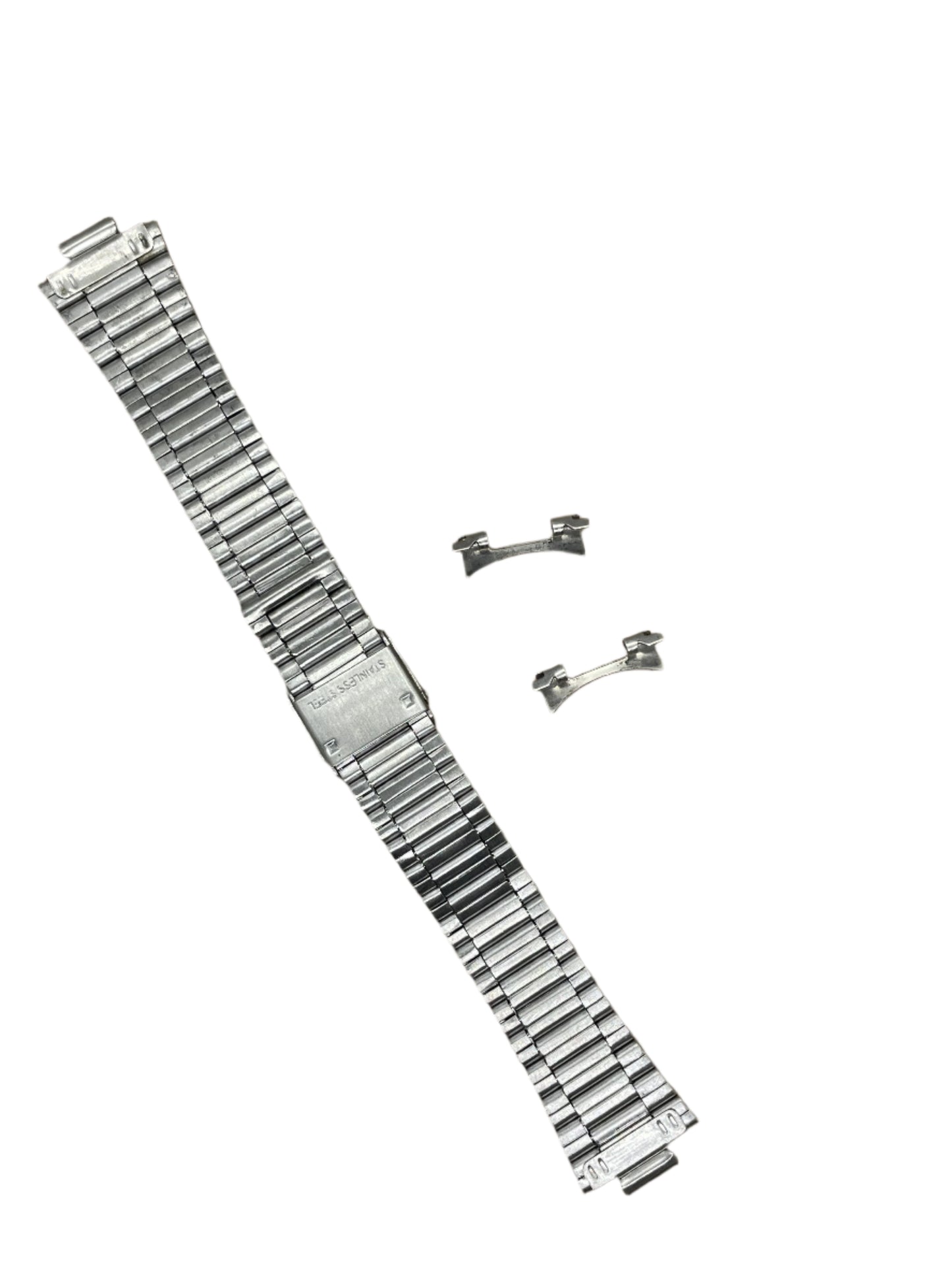 Curved End Stainless Steel Bracelet – 18mm | Folded Links | Suparv