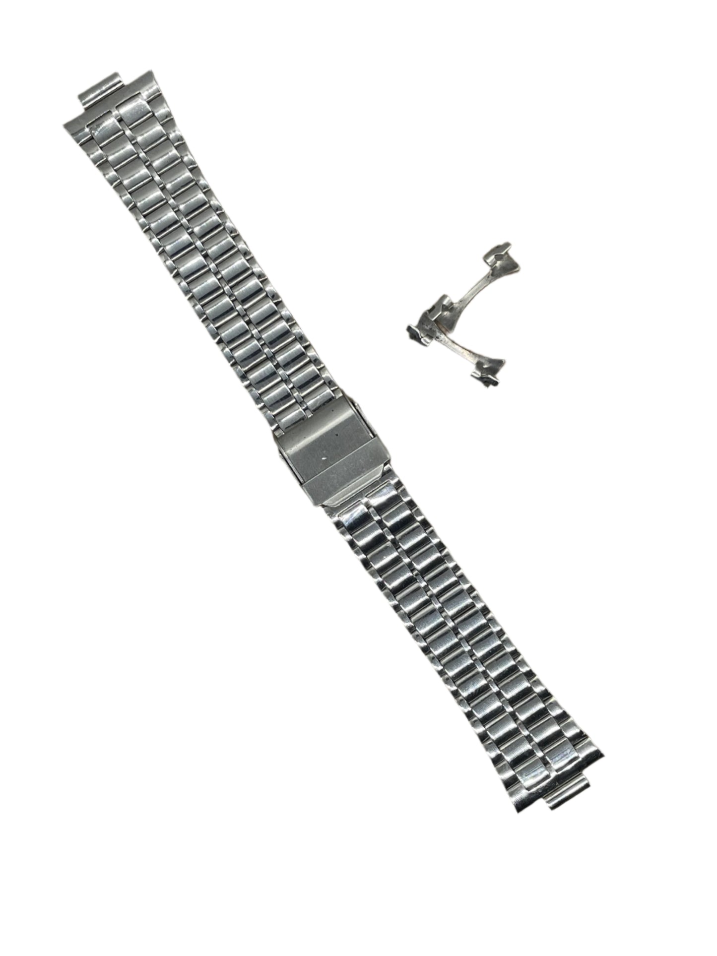 Curved End Stainless Steel Bracelet – 18mm | Folded Links | Suparv