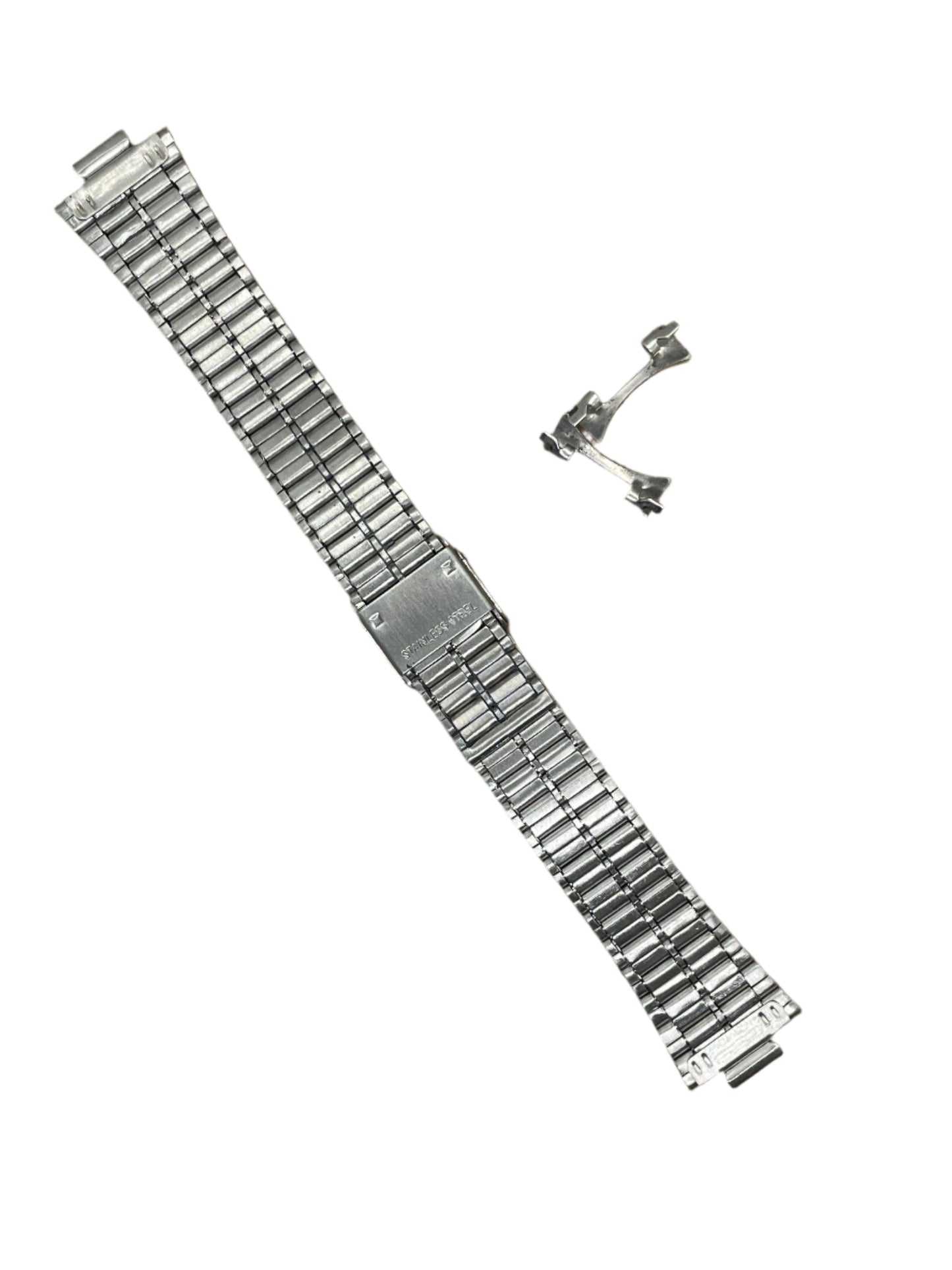 Curved End Stainless Steel Bracelet – 18mm | Folded Links | Suparv
