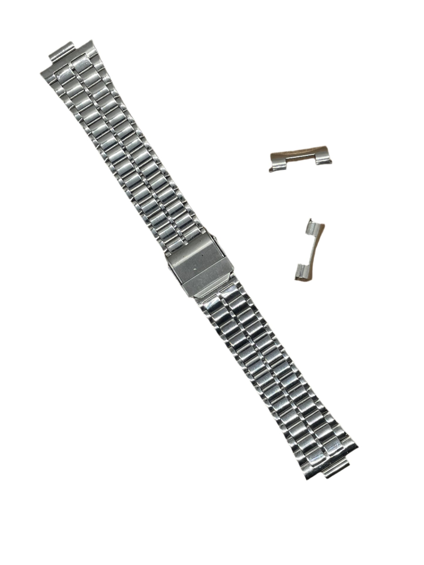 Curved End Stainless Steel Bracelet – 18mm | Folded Links | Suparv