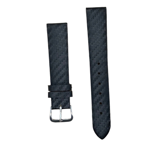 18mm Black Leather Watch Strap – Carbon Fiber Texture | Suparv