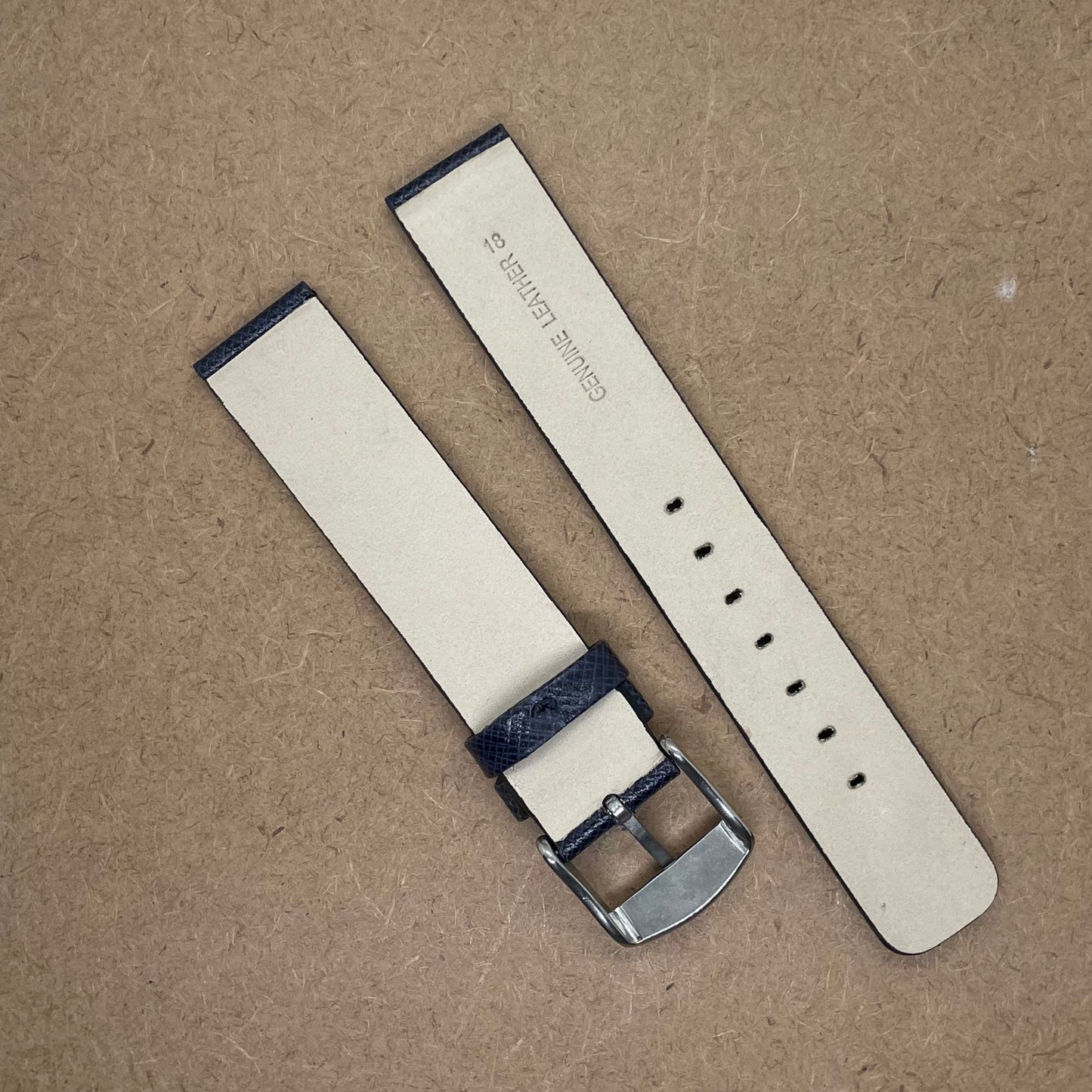 18mm Formal Textured Leather Watch Strap – Premium Finish