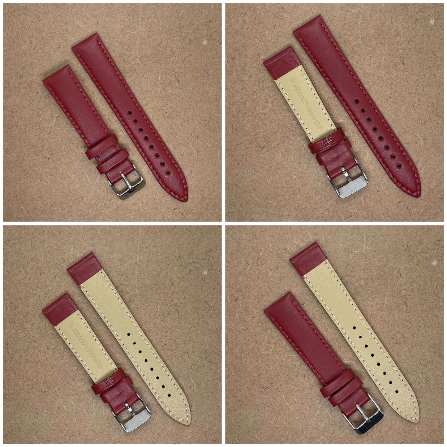 18mm Leather Watch Strap – Classic Plain Colors