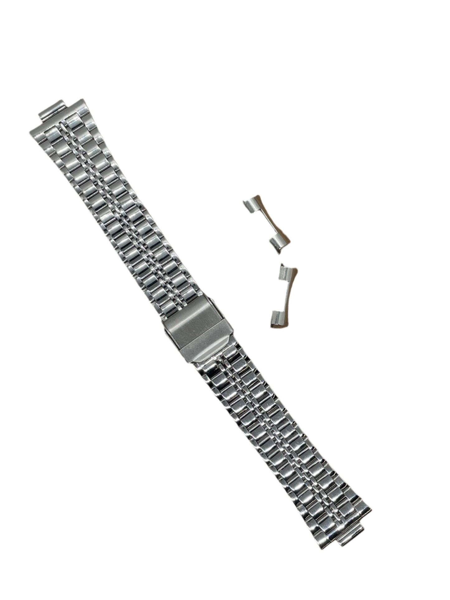 Curved End Stainless Steel Bracelet – 18mm | Folded Links | Suparv