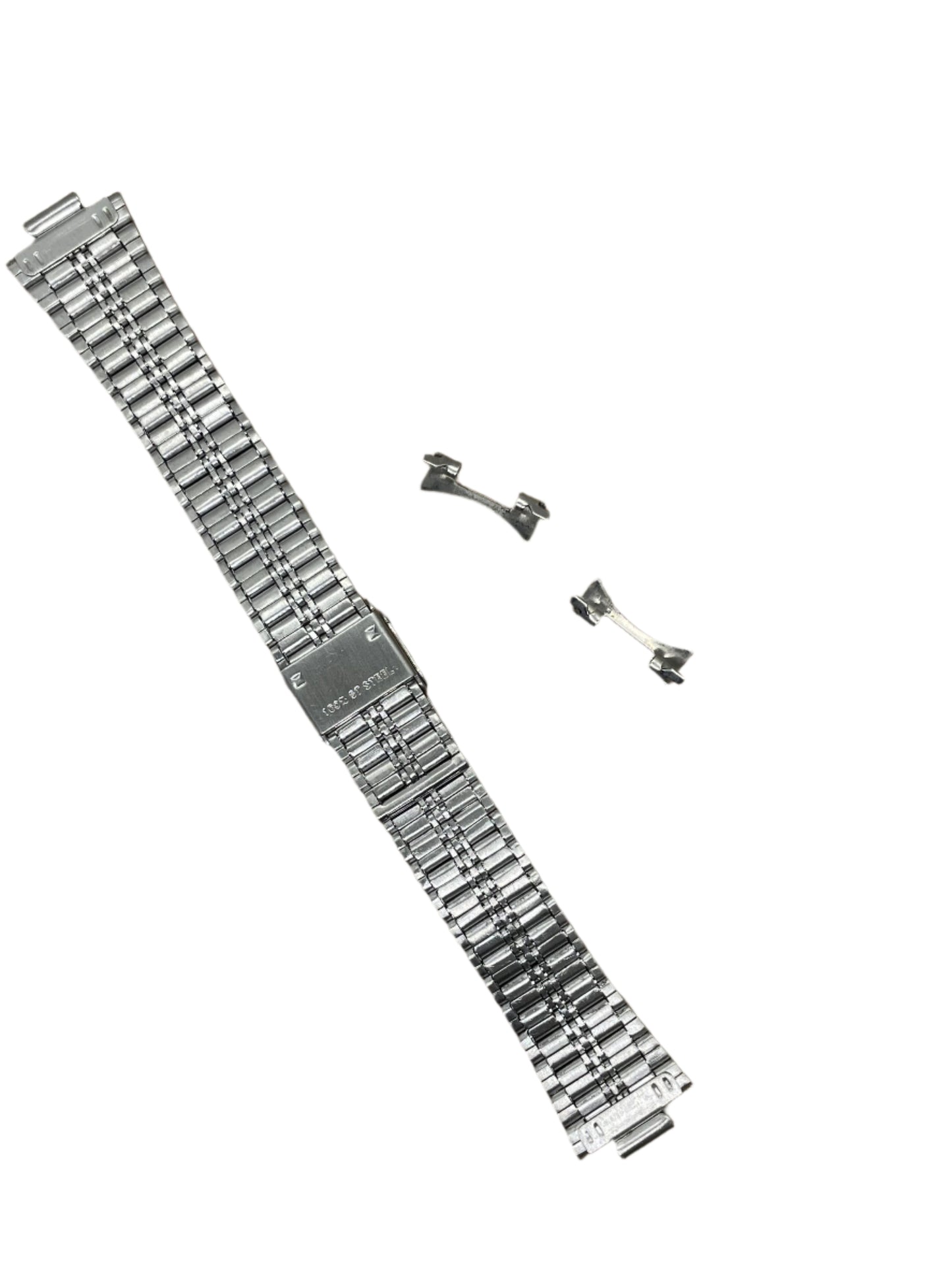 Curved End Stainless Steel Bracelet – 18mm | Folded Links | Suparv