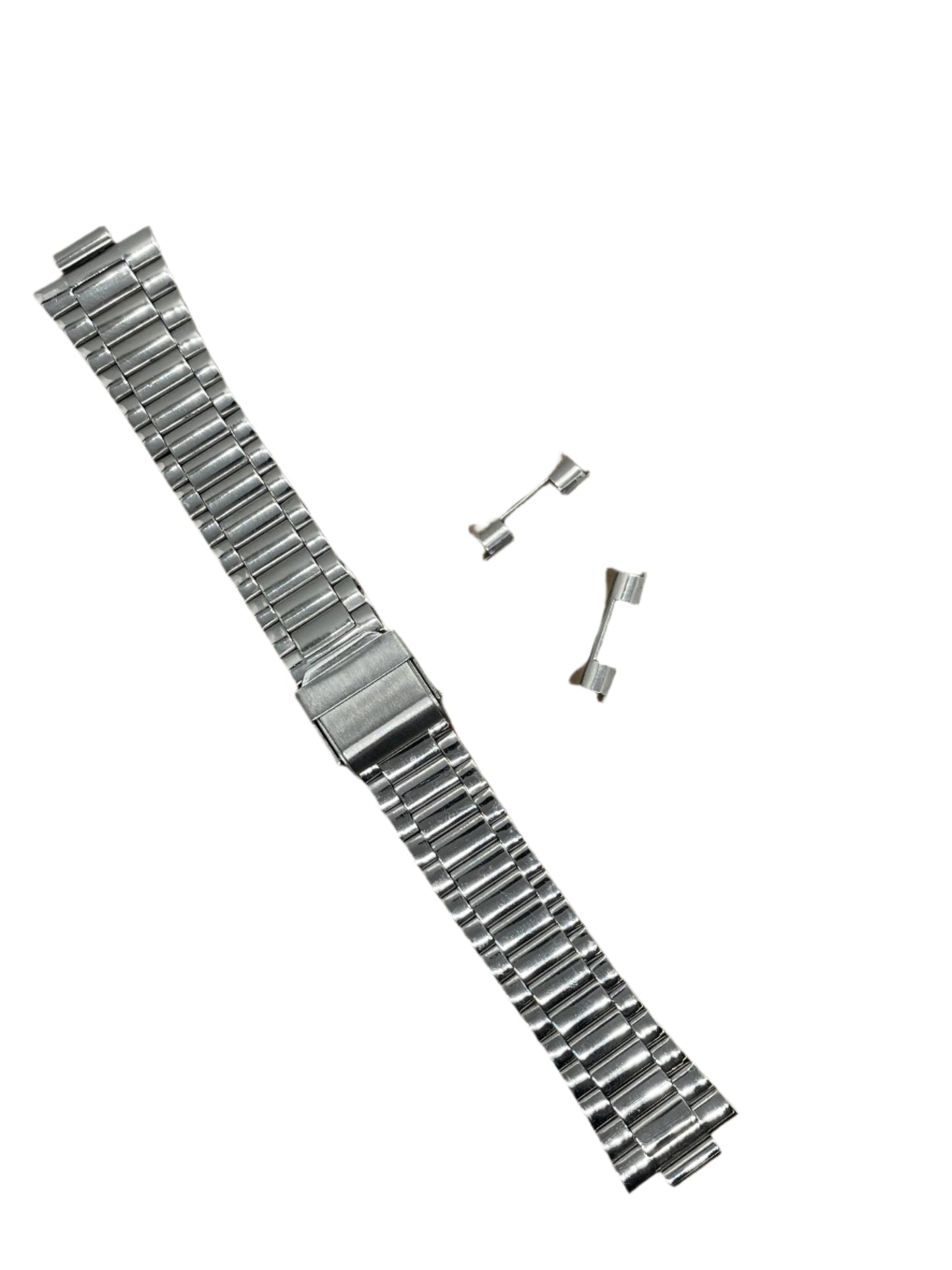 Curved End Stainless Steel Bracelet – 18mm | Folded Links | Suparv