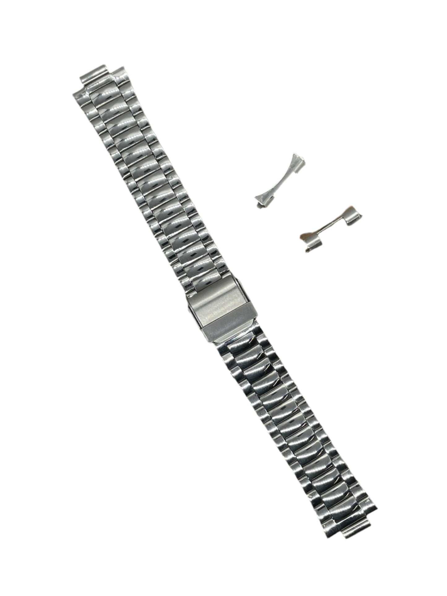Curved End Stainless Steel Bracelet – 18mm | Folded Links | Suparv