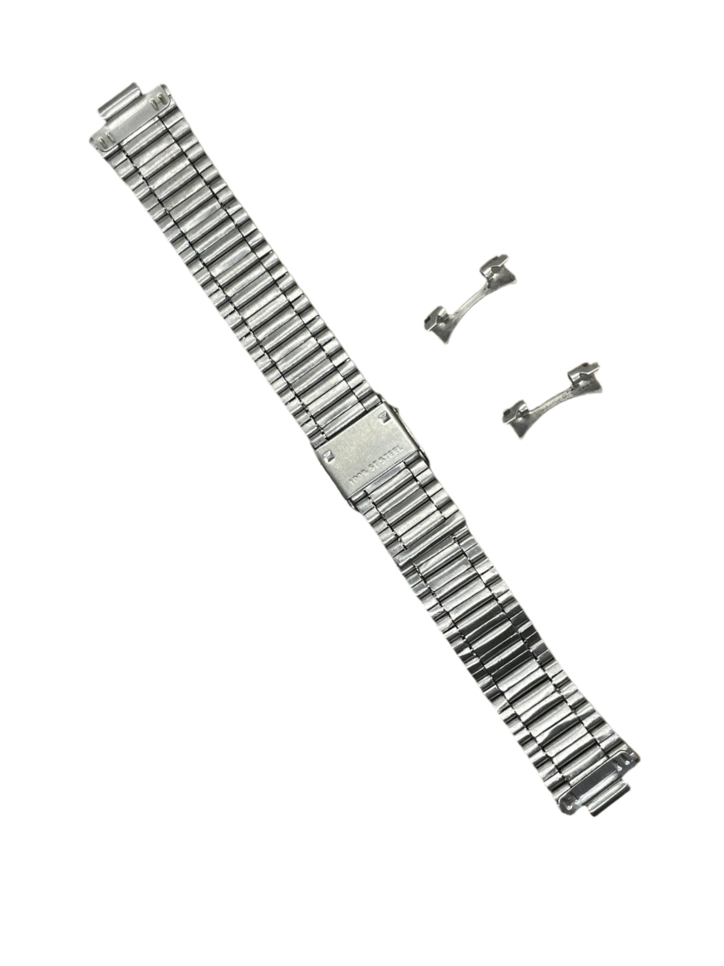Curved End Stainless Steel Bracelet – 18mm | Folded Links | Suparv
